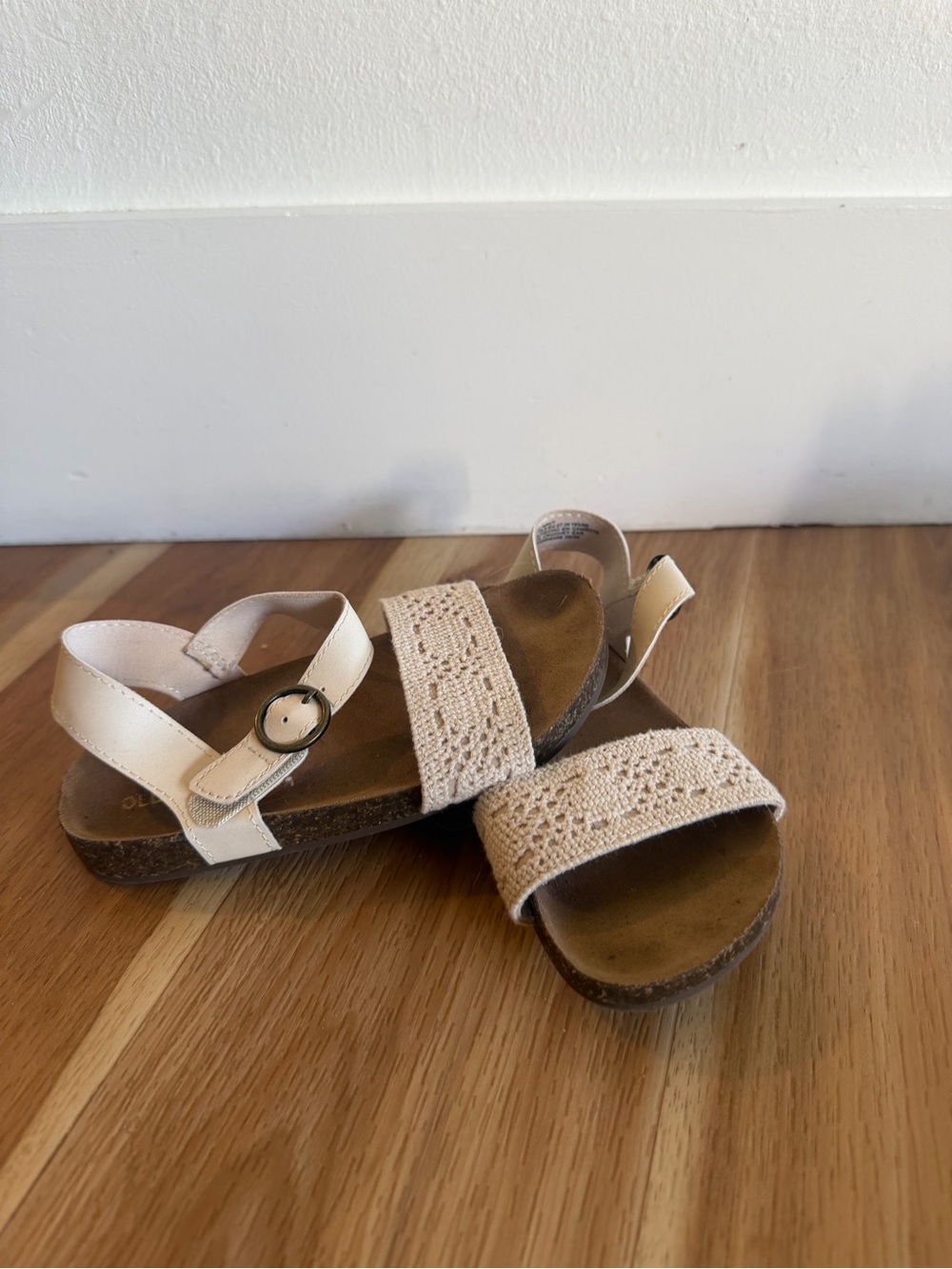 Kids Cream Crochet Strap Sandals old navy